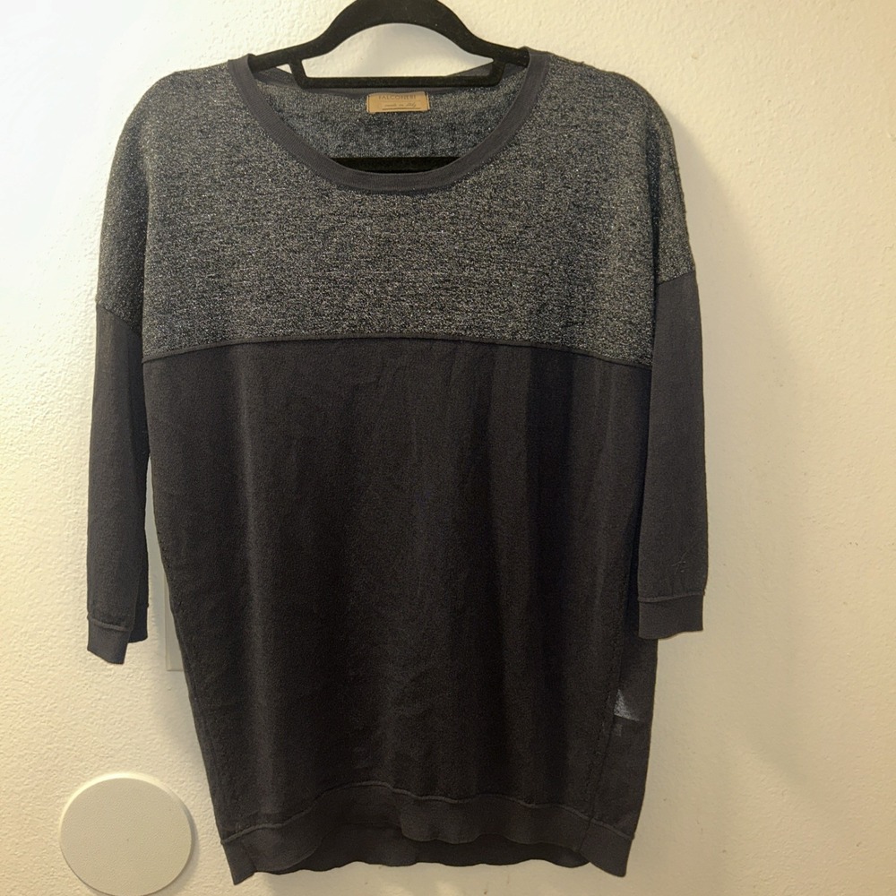FALCONERI Jumper women LARGE Grey Knit Long Sleeve cashmere blend Sweater Size S